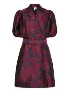 Yasanki 2/4 Wrap Dress Lyhyt Mekko Burgundy YAS
