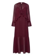 Yaschifa Ls Maxi Dress - Ka Maksimekko Juhlamekko Burgundy YAS