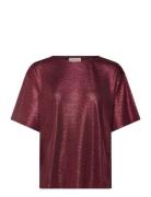 Fqsatina-Tee Tops T-shirts & Tops Short-sleeved Burgundy FREE/QUENT