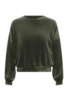 Top Ls Velours Crew Toppi Khaki Green Hunkemöller