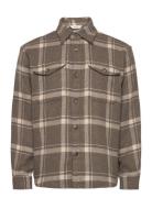 Slhmason-Pablo Check Overshirt Tops Shirts Casual Brown Selected