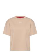 Shuffle_T-Shirt Tops T-shirts & Tops Short-sleeved Beige HUGO