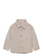 Cotton Check Shirt Tops Shirts Long-sleeved Shirts Brown Mango