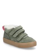 Leather Trainers With Fleece Talvikengät Tarroilla Khaki Green Mango