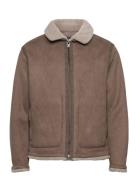 Double Face Jacket With Sheepskin Details Nahkatakki Brown Mango