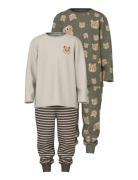 Nmmnightset 2P Aop Noos Pyjamasetti Pyjama Khaki Green Name It
