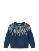 Alon Leaf Pullover Tops Knitwear Pullovers Navy Fliink