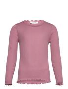 Rkbalta Modal Ls Lace T-Shirt Tops T-shirts Long-sleeved T-shirts Pink...