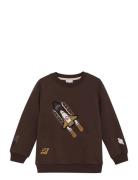 Sweatshirt Ls Aop Tops Sweat-shirts & Hoodies Sweat-shirts Brown Minym...