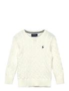 Combed Cotton-Ls Cable Cn-Tp-Swt Tops Knitwear Pullovers Cream Ralph L...