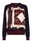 Equestrian-Print Cotton-Blend Sweater Tops Knitwear Jumpers Navy Laure...