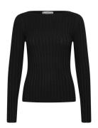 Boat Neck Ribbed Sweater Tops Knitwear Jumpers Black Mango