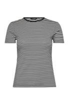Striped Stretch Cotton Crewneck Tee Tops T-shirts & Tops Short-sleeved...