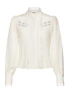 Embroidery Anglaise Shirt Tops Blouses Long-sleeved Cream Gina Tricot