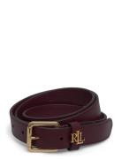 Logo-Keeper Leather Skinny Belt Vyö Burgundy Lauren Ralph Lauren