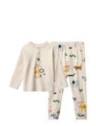 Wilhelm Printed Pyjamas Set Pyjamasetti Pyjama Cream Liewood