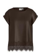 Viellette S/S Full Satin Lace Top - Noos Tops T-shirts & Tops Short-sl...