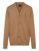 L&S Monogram Button Through Cardigan Tops Knitwear Cardigans Brown Lyl...
