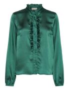Crloretti Frill Shirt Tops Shirts Long-sleeved Green Cream