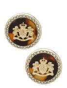 Pe Crest Stud - Gld/Tort/Cry Accessories Jewellery Earrings Studs Gold...